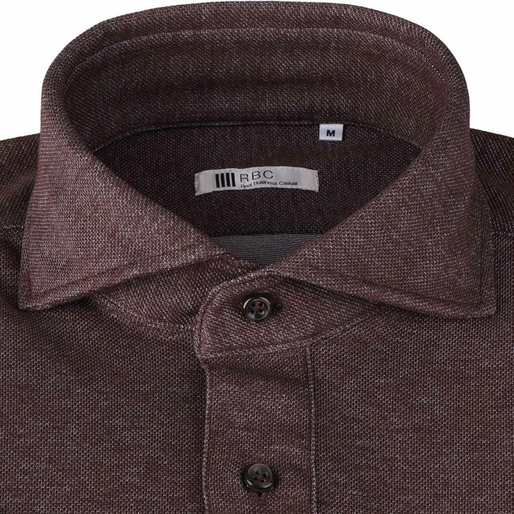 スーツセレクト 【発送在庫あり】【RBC/半袖】カッタウェイビズポロシャツ プルオーバータイプ/ブラウン/4S コットンブレンド ブラウン系(茶)