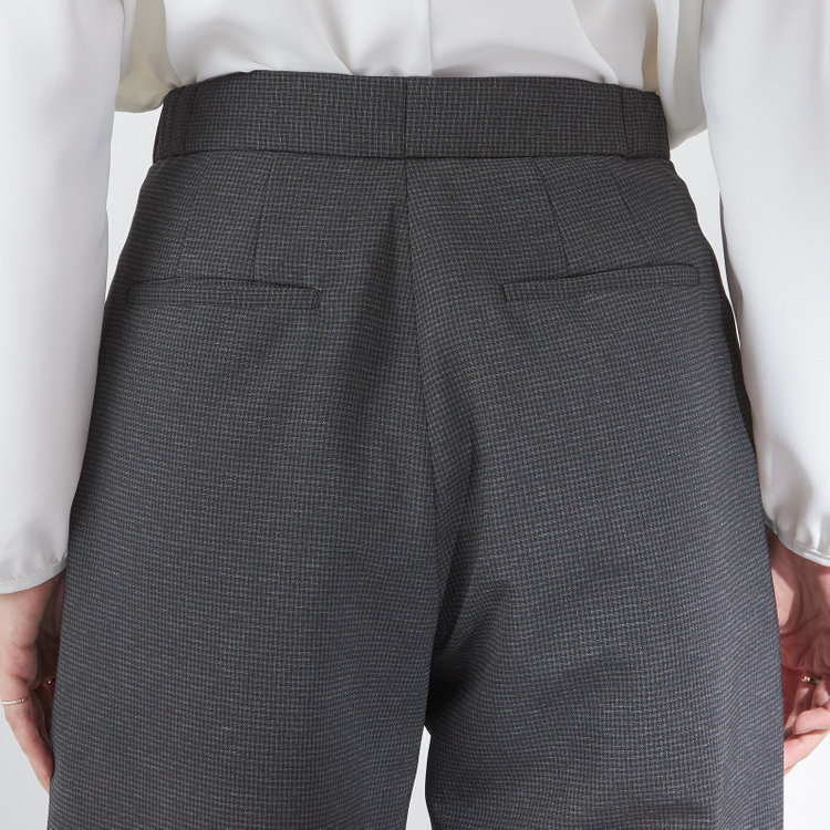 シルバーライン 【SL】【春夏】ワイドパンツ/グレー×チェック/ウエストシャーリング/ウォッシャブル/裾上げ済仕様 グレー中間