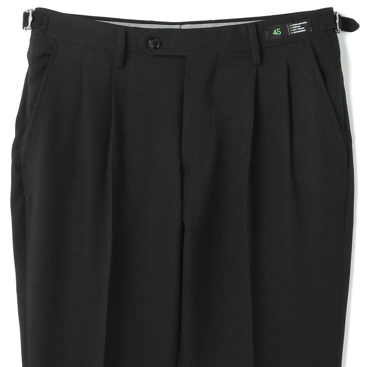 ブラックライン 【発送在庫あり】【RBC】【春夏】2タックパンツ/ブラック/サイド尾錠/4S SUSTAINABILITY&ECOLOGY FABRIC/※裾上げ済仕様 黒