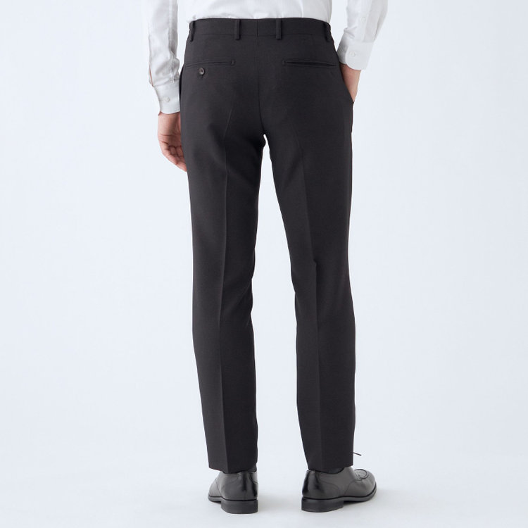 ブラックライン 【発送在庫あり】【SLIM TAPERED_2】【秋冬】コーディネートパンツ付き/2釦シングルスーツ 0タック/ブラウン×チェック+ブラックソリッドパンツ/ウエストシャーリング/4S SUSTAINABILITY/※パンツ裾上げ済仕様 茶濃色