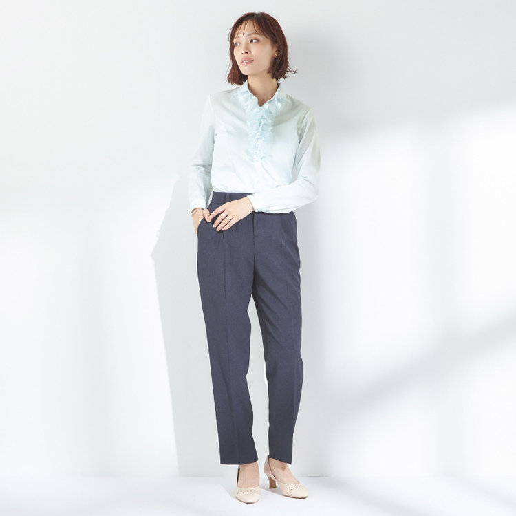 ソノタ 【SUIT SELECT×Samantha Thavasa】【長袖】リボン&フリル取り外しスキッパー/ミント×ドビーストライプ 緑淡色