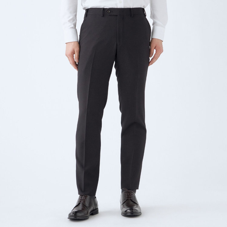 ブラックライン 【発送在庫あり】【SLIM TAPERED_2】【秋冬】コーディネートパンツ付き/2釦シングルスーツ 0タック/ブラウン×チェック+ブラックソリッドパンツ/ウエストシャーリング/4S SUSTAINABILITY/※パンツ裾上げ済仕様 茶濃色