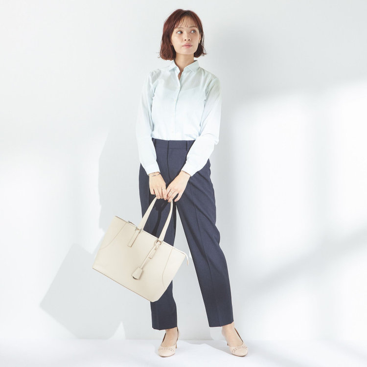ソノタ 【SUIT SELECT×Samantha Thavasa】【長袖】リボン&フリル取り外しスキッパー/ミント×ドビーストライプ 緑淡色