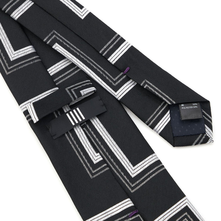 ブラックライン 【BLACK LINE】シルクブレンド幾何学柄ネクタイ 7.5cm幅/ブラック その他