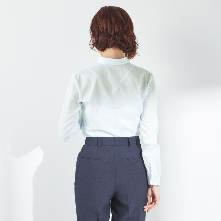 ソノタ 【SUIT SELECT×Samantha Thavasa】【長袖】リボン&フリル取り外しスキッパー/ミント×ドビーストライプ 緑淡色