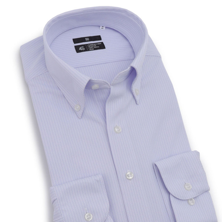 ブラックライン 【発送在庫あり】【BLACK LINE】ボタンダウンワイシャツ/パープル＆ホワイト×ドビーストライプ/「4S」スーパーノンアイロン・ストレッチ 紫中間