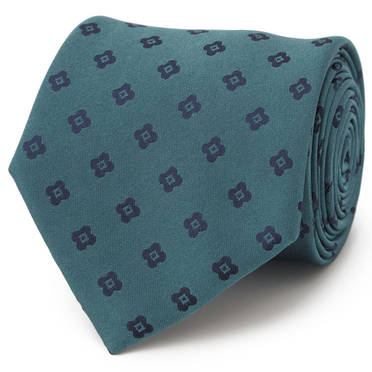 ブラックライン 【BLACK LINE】シルクブレンド小紋ネクタイ 7.5cm幅/グリーン その他