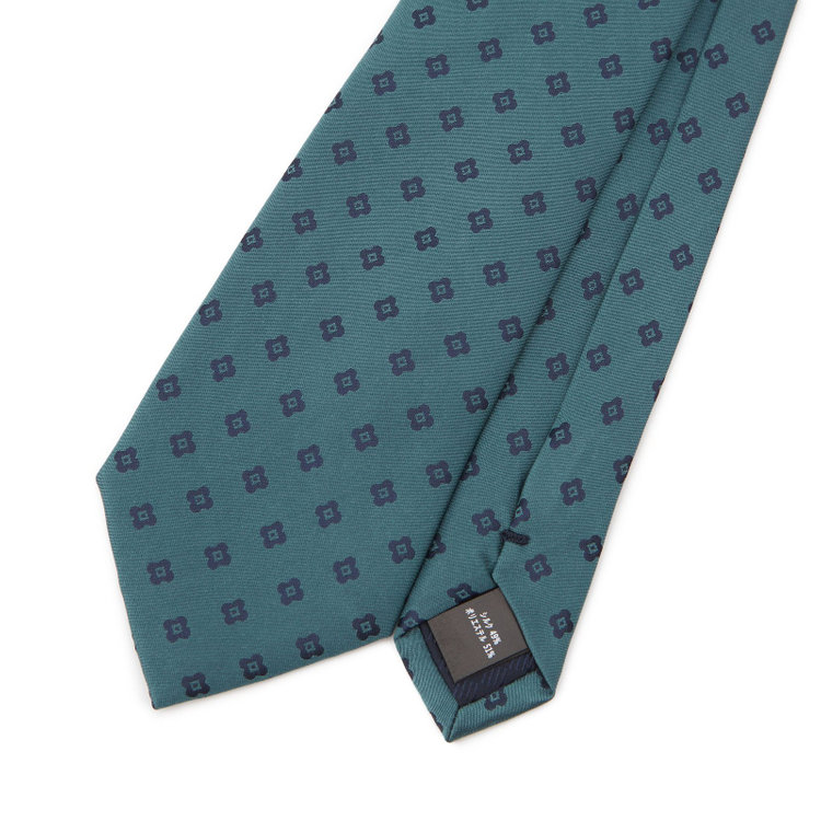 ブラックライン 【BLACK LINE】シルクブレンド小紋ネクタイ 7.5cm幅/グリーン その他