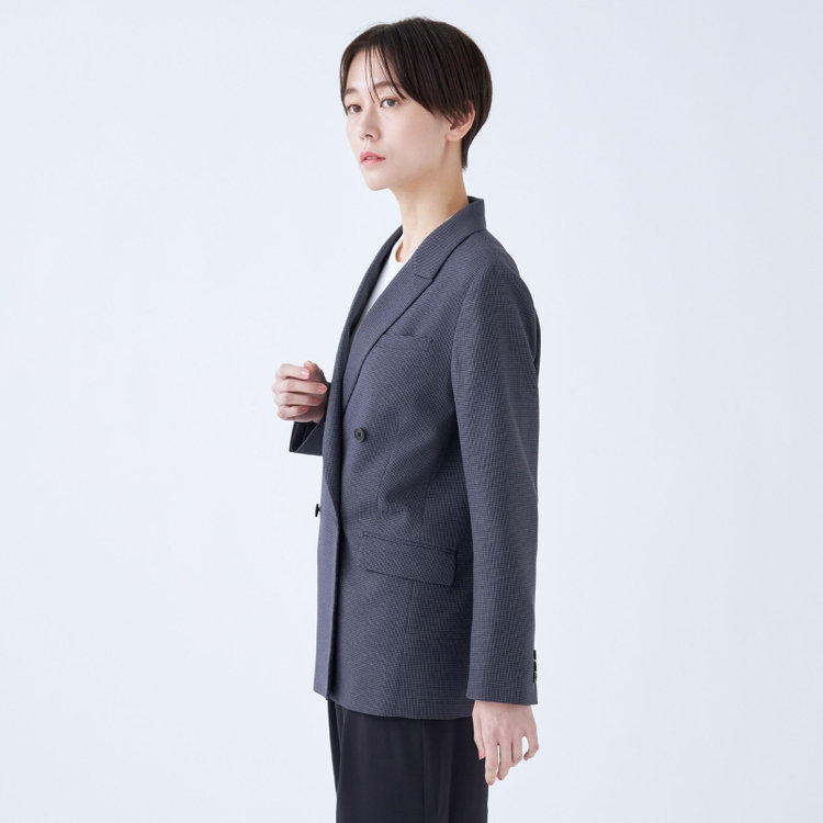スーツセレクト 【RELAX TAPERED_2】【秋冬】4釦1掛けダブルジャケット/ネイビー×ガンクラブチェック/ウォッシャブル ネイビー系(紺)