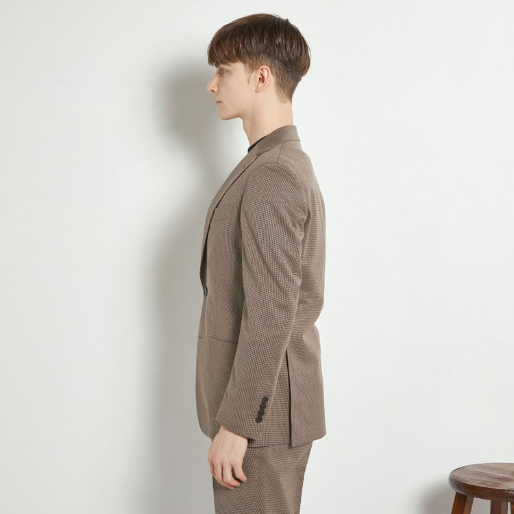 シルバーライン 【5DAYS CLOSET】【RBC】【春夏】2釦シングルジャケット/ブラウン×ハウンドトゥース/パッチポケット 茶中間