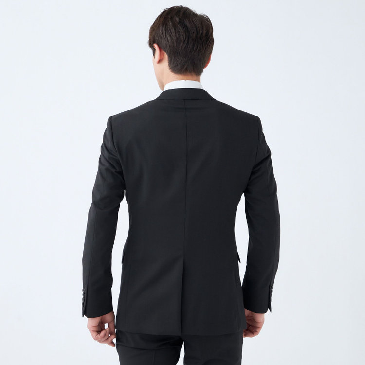 ブラックライン 【発送在庫あり】【KSW】【年間】2釦シングルスーツ 0タック/ブラック/ウエストシャーリング/ウォッシャブル/MOVING STRETCH/※裾上げ必要 黒