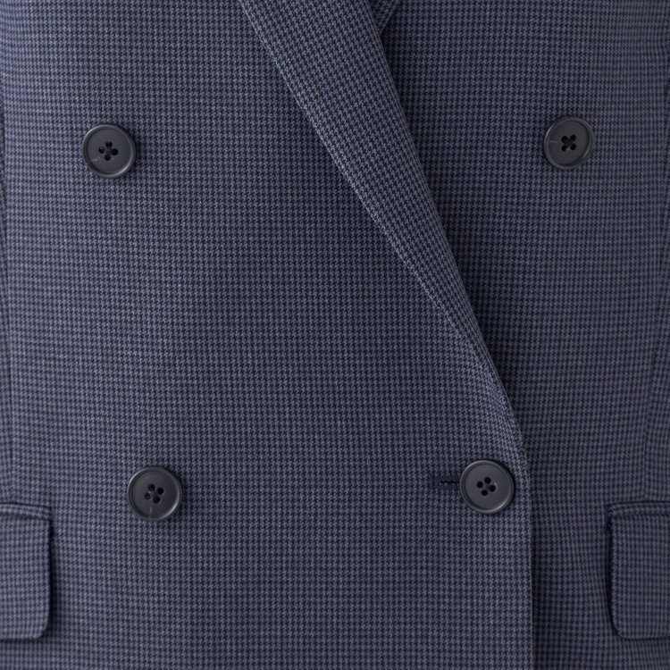 スーツセレクト 【RELAX TAPERED_2】【秋冬】4釦1掛けダブルジャケット/ネイビー×ガンクラブチェック/ウォッシャブル ネイビー系(紺)