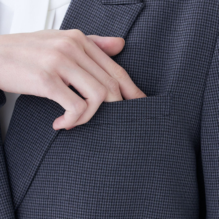 スーツセレクト 【RELAX TAPERED_2】【秋冬】4釦1掛けダブルジャケット/ネイビー×ガンクラブチェック/ウォッシャブル ネイビー系(紺)