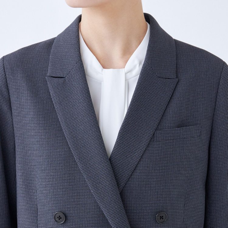スーツセレクト 【RELAX TAPERED_2】【秋冬】4釦1掛けダブルジャケット/ネイビー×ガンクラブチェック/ウォッシャブル ネイビー系(紺)