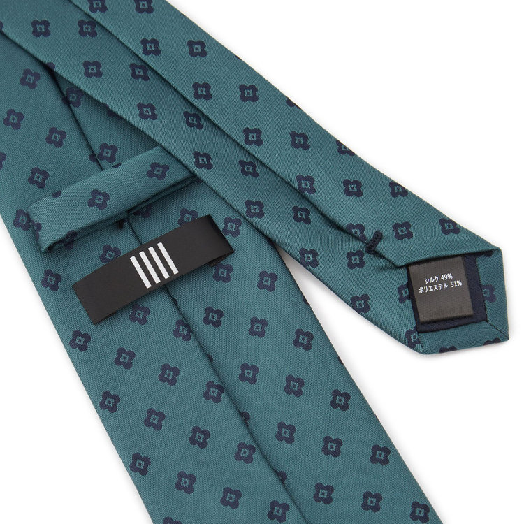 ブラックライン 【BLACK LINE】シルクブレンド小紋ネクタイ 7.5cm幅/グリーン その他