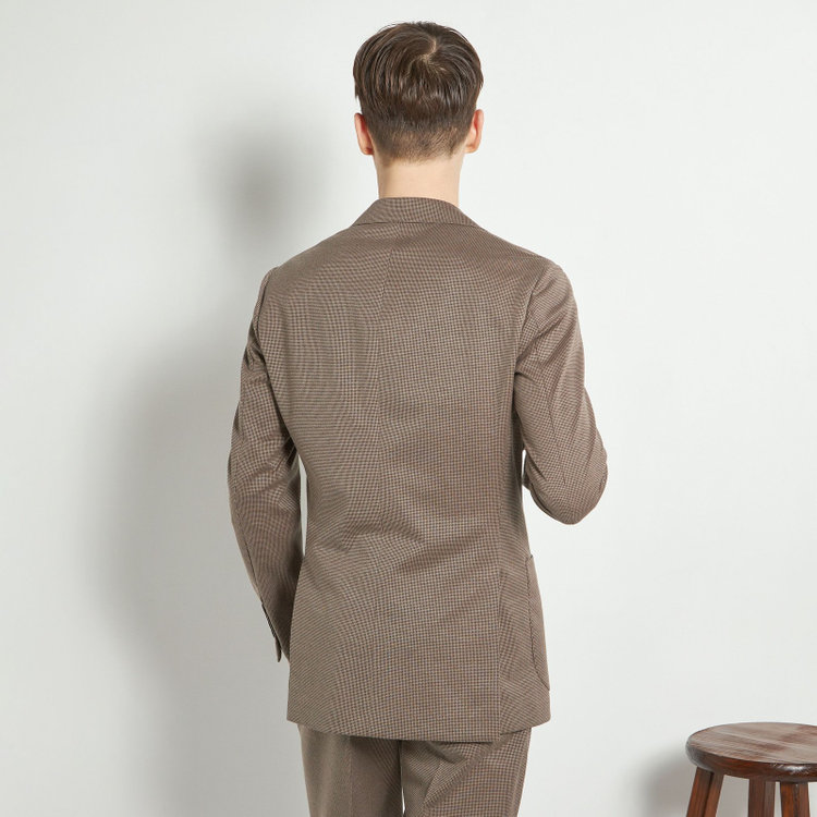 シルバーライン 【5DAYS CLOSET】【RBC】【春夏】2釦シングルジャケット/ブラウン×ハウンドトゥース/パッチポケット 茶中間