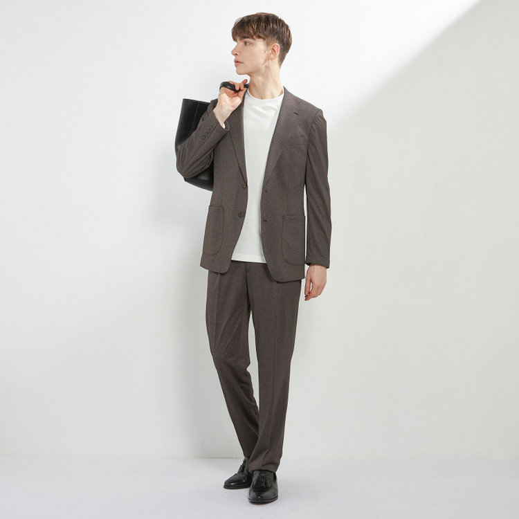 シルバーライン 【CLASSICO TAPERED】【春夏】2釦シングルジャケット/ブラウン/パッチポケット/4S SUSTAINABILITY&ECOLOGY FABRIC 茶濃色