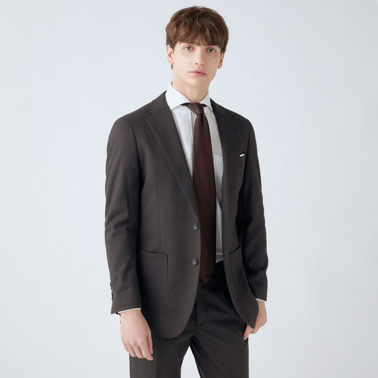 シルバーライン 【CLASSICO TAPERED】【秋冬】2釦ジャケット/ブラウン/パッチポケット/4S SUSTAINABILITY&ECOLOGY FABRIC 茶中間