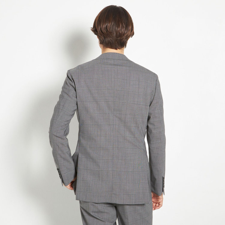 シルバーライン 【CLASSICO TAPERED】【春夏】3釦段返りシングルスーツ 2タック/グレー×ウィンドペン/ウエストムーブ/MARZOTTO/※裾上げ必要 グレー中間