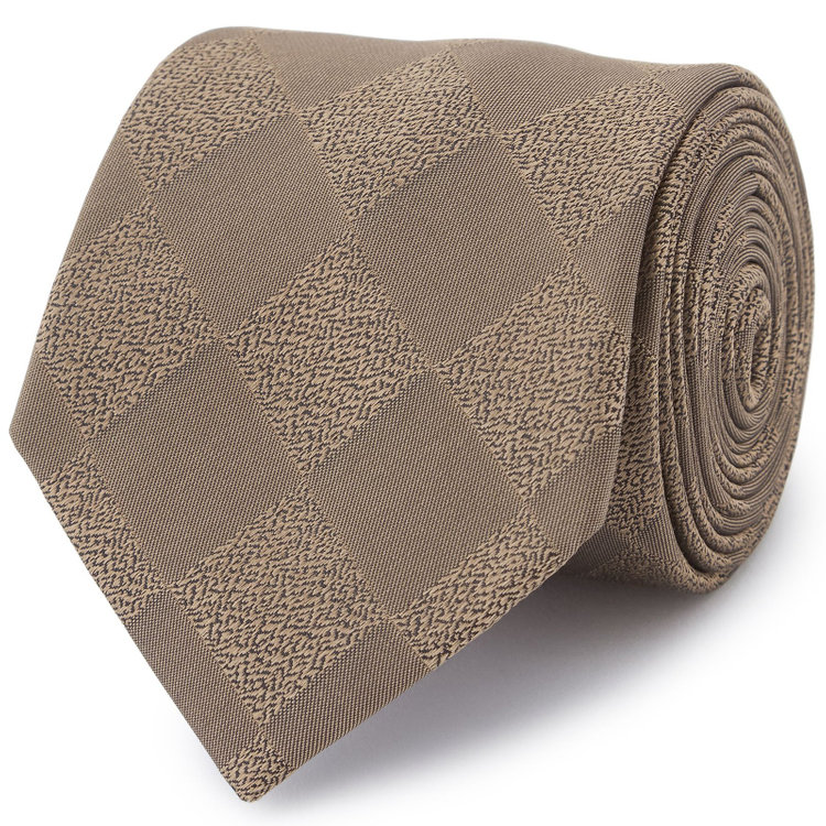 シルバーライン 【BLACK LINE】シルクブレンドチェックネクタイ 7.5cm幅/ブラウン その他