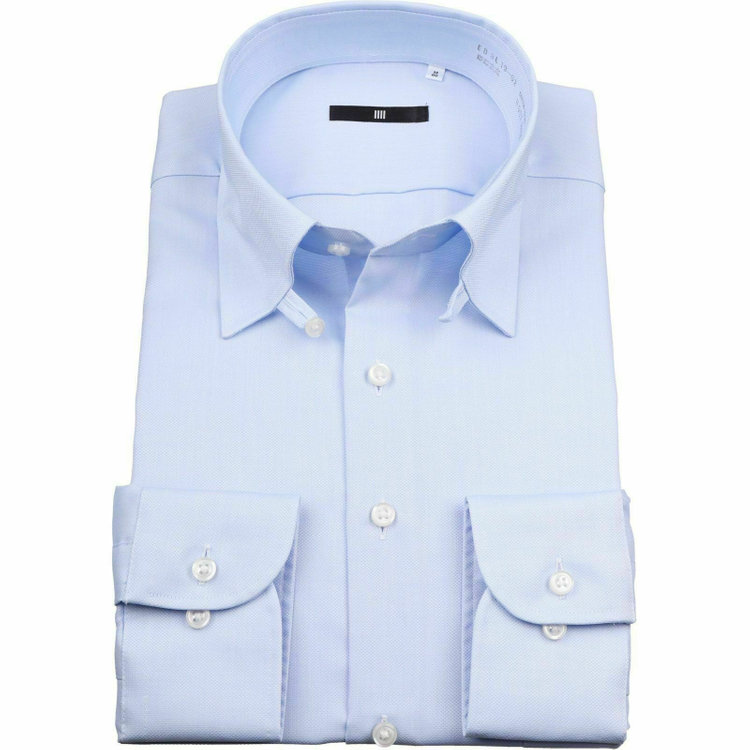 SUIT SELECT　アウトレット 【WEB限定/OUTLET/汚れ・キズ等有】【BL-3】【形態安定】タブカラードレスワイシャツ/ブルー×ドビー/Oil guard 青中間