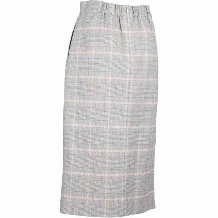 ブラックライン 【WEB限定/OUTLET】【SL】【秋冬】ロング丈タイト巻きスカート/グレー＆ブラウン×チェック/ソフトサーモ グレー系(灰)