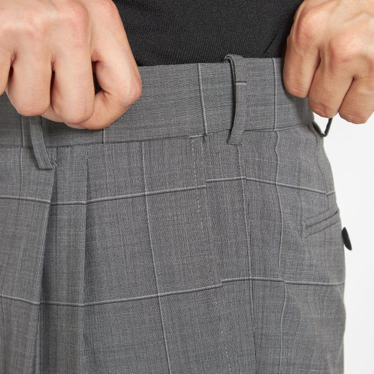 シルバーライン 【CLASSICO TAPERED】【春夏】3釦段返りシングルスーツ 2タック/グレー×ウィンドペン/ウエストムーブ/MARZOTTO/※裾上げ必要 グレー中間