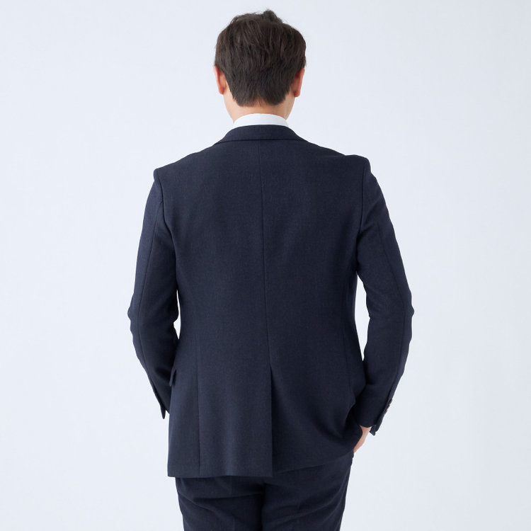 ブラックライン 【SLIM TAPERED_2】【秋冬】2釦シングルスリーピーススーツ 0タック/ネイビー/ウエストシャーリング/4S SUSTAINABILITY&ECOLOGY FABRIC/※パンツ裾上げ済仕様 紺濃色
