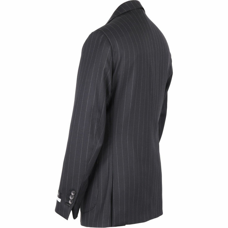 スーツセレクト 【WEB限定/OUTLET】【CLASSICO TAPERED】【秋冬】3釦段返りシングルスーツ 2タック/ブラック×ストライプ/パッチポケット/サイドAJ/NEW ZEALAND WOOL MIX ブラック系(黒)