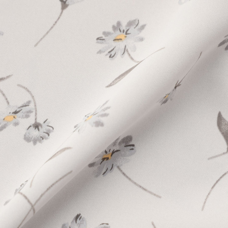 シルバーライン 【SL/9分袖】ボウタイ風フロントタックブラウス/ベージュト×ボタニカル 茶淡色