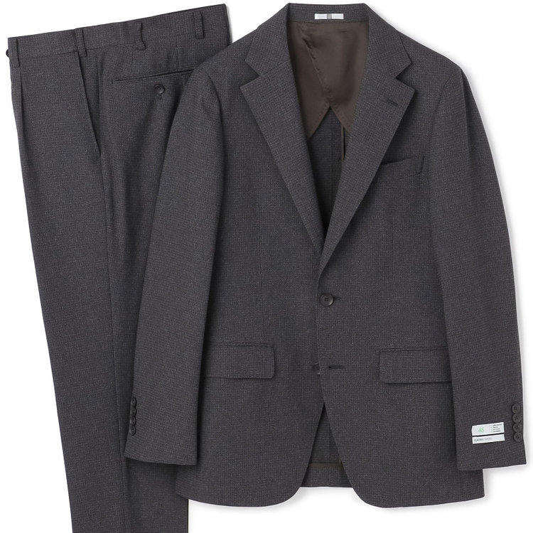 シルバーライン 【CLASSICO TAPERED】【秋冬】2釦シングルスーツ 1タックテーパードパンツ/グレー×ドビー/ウエストムーブ/4S SUSTAINABILITY&ECOLOGY FABRIC/※パンツ裾上げ済仕様 グレー中間