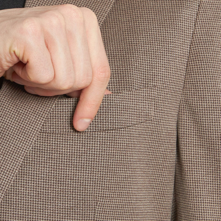 シルバーライン 【5DAYS CLOSET】【RBC】【春夏】2釦シングルジャケット/ブラウン×ハウンドトゥース/パッチポケット 茶中間