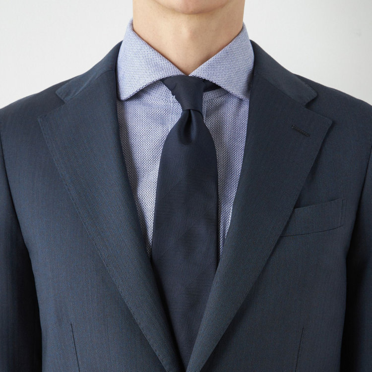 シルバーライン 【CLASSICO TAPERED】【秋冬】2釦シングルスーツ 1タック/ネイビー×シャドーストライプ/ウエストムーブ/Ermenegildo Zegna TRAVELLER woven in italy/※裾上げ必要 紺中間