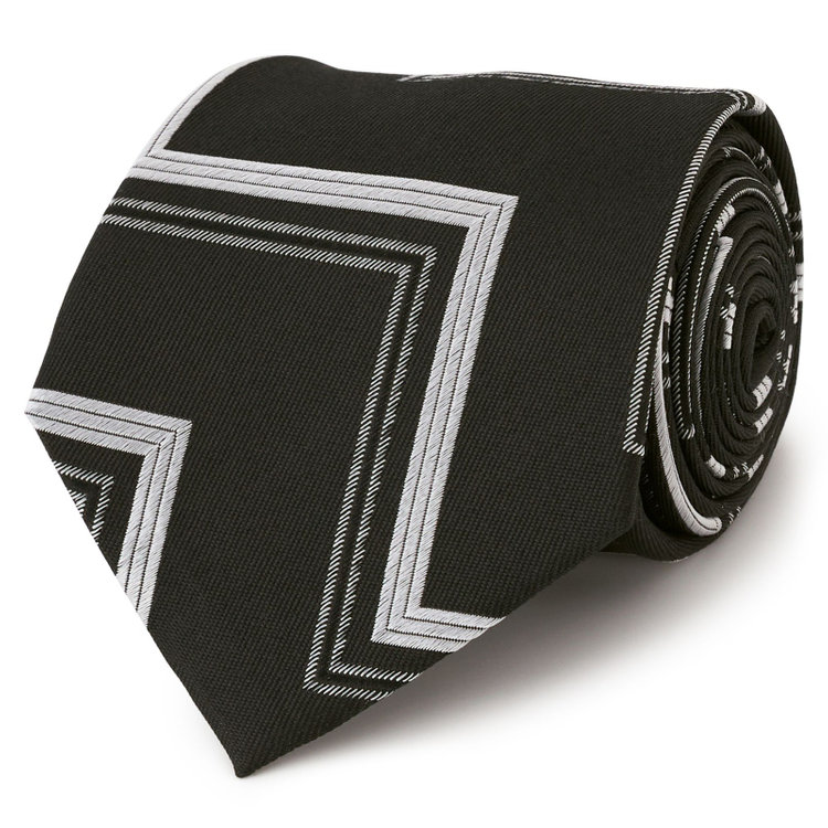 ブラックライン 【BLACK LINE】シルクブレンド幾何学柄ネクタイ 7.5cm幅/ブラック その他