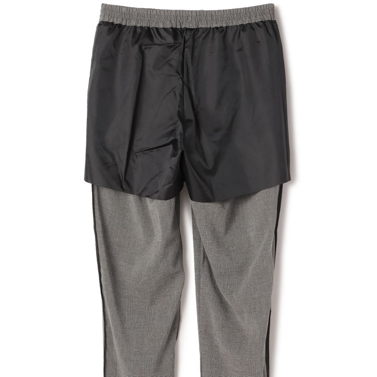 ブラックライン 【RBC】【春夏】ドローコード付きテーパードパンツ/グレー＆ブラック×グレンチェック/ウエストシャーリング/裾上げ済仕様 グレー中間