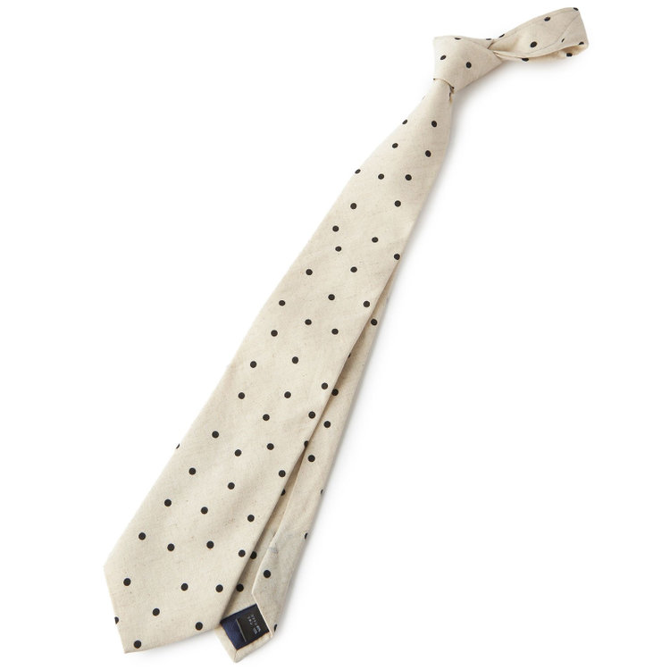 シルバーライン 【SILVER LINE】コットンシルクドットネクタイ 8.0cm幅/アイボリー その他