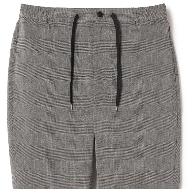 ブラックライン 【RBC】【春夏】ドローコード付きテーパードパンツ/グレー＆ブラック×グレンチェック/ウエストシャーリング/裾上げ済仕様 グレー中間