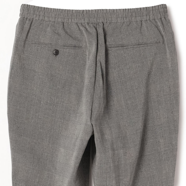 ブラックライン 【RBC】【春夏】ドローコード付きテーパードパンツ/グレー＆ブラック×グレンチェック/ウエストシャーリング/裾上げ済仕様 グレー中間