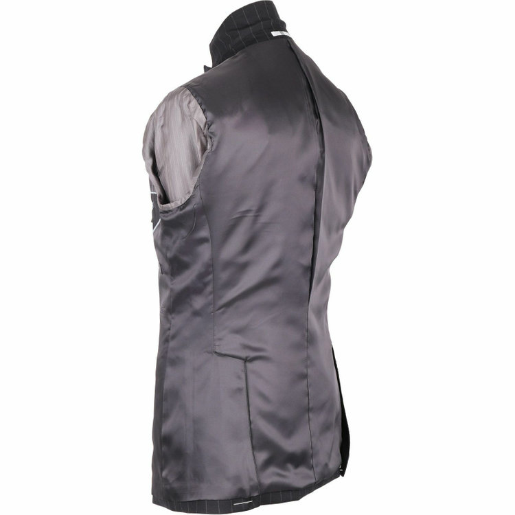 スーツセレクト 【WEB限定/OUTLET】【CLASSICO TAPERED】【秋冬】3釦段返りシングルスーツ 2タック/ブラック×ストライプ/パッチポケット/サイドAJ/NEW ZEALAND WOOL MIX ブラック系(黒)