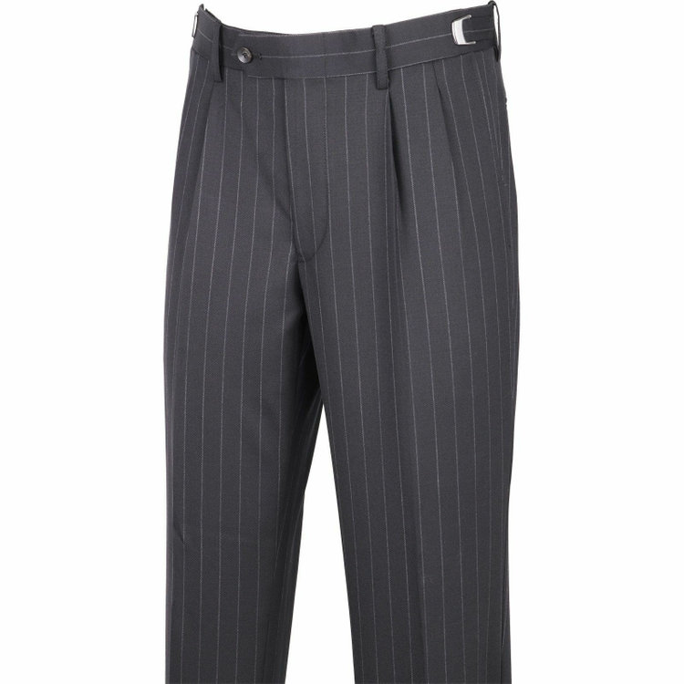 スーツセレクト 【WEB限定/OUTLET】【CLASSICO TAPERED】【秋冬】3釦段返りシングルスーツ 2タック/ブラック×ストライプ/パッチポケット/サイドAJ/NEW ZEALAND WOOL MIX ブラック系(黒)