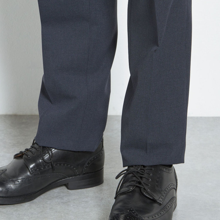 ブラックライン 【SLIM TAPERED】【春夏】0タックテーパードパンツ/ネイビー×バーズアイ/「氷撃」冷感PRINT/4S SUSTAINABILITY&ECOLOGY FABRIC「ウォッシャブル」「ストレッチ」/※裾上げ済み仕様 紺中間