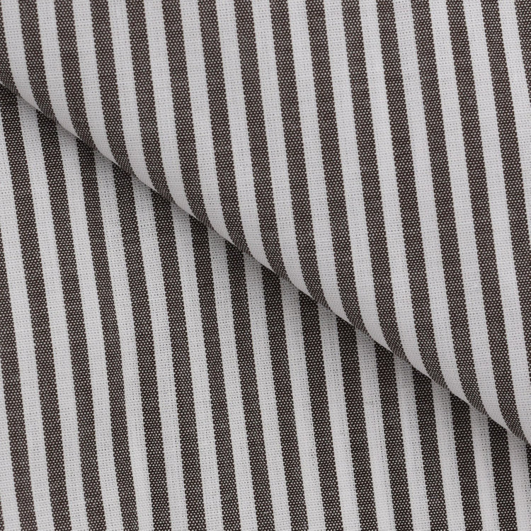 シルバーライン 【発送在庫あり】【SILVER LINE】【形態安定】ボタンダウンドレスワイシャツ/ホワイト×ブラウンストライプ 茶中間