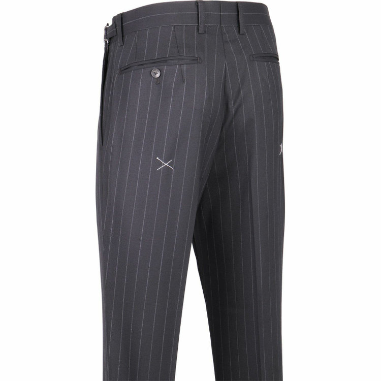 スーツセレクト 【WEB限定/OUTLET】【CLASSICO TAPERED】【秋冬】3釦段返りシングルスーツ 2タック/ブラック×ストライプ/パッチポケット/サイドAJ/NEW ZEALAND WOOL MIX ブラック系(黒)