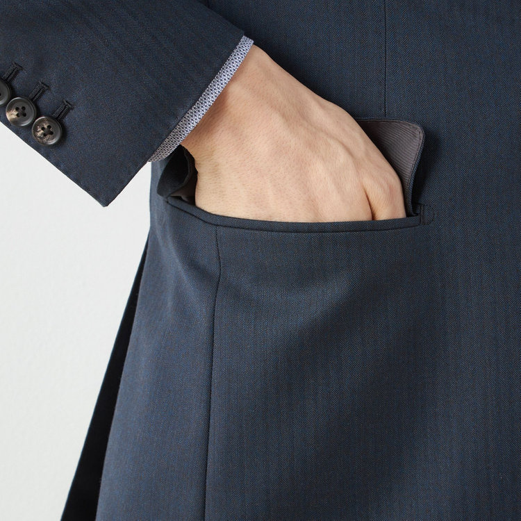 シルバーライン 【CLASSICO TAPERED】【秋冬】2釦シングルスーツ 1タック/ネイビー×シャドーストライプ/ウエストムーブ/Ermenegildo Zegna TRAVELLER woven in italy/※裾上げ必要 紺中間