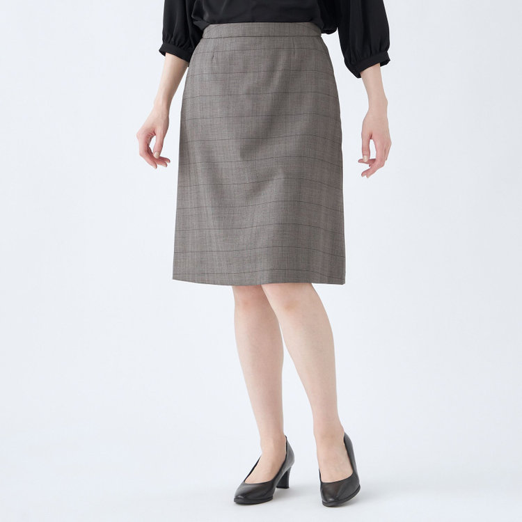 シルバーライン 【SL】【年間】1釦シングル 2Way スカート&パンツスーツ/グレー×チェック/ウエストシャーリング仕様/ウォッシャブル/※パンツ裾上げ済仕様 グレー中間