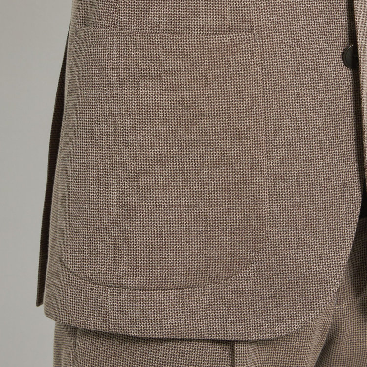 シルバーライン 【5DAYS CLOSET】【RBC】【春夏】2釦シングルジャケット/ブラウン×ハウンドトゥース/パッチポケット 茶中間