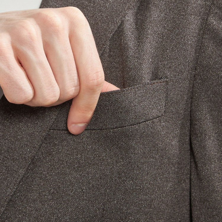 シルバーライン 【CLASSICO TAPERED】【春夏】2釦シングルジャケット/ブラウン/パッチポケット/4S SUSTAINABILITY&ECOLOGY FABRIC 茶濃色
