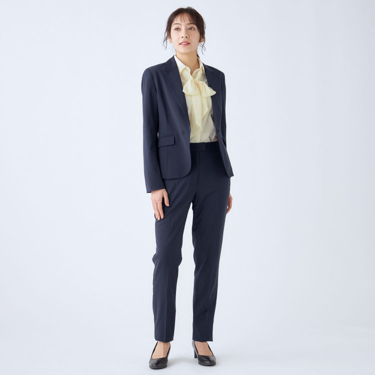 スーツセレクト 【SUIT SELECT×Samantha Thavasa】【年間】1釦ジャケット/ネイビー×ストライプ/4S/マシンウォシャブル 紺中間