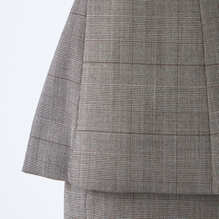 シルバーライン 【SL】【年間】1釦シングル 2Way スカート&パンツスーツ/グレー×チェック/ウエストシャーリング仕様/ウォッシャブル/※パンツ裾上げ済仕様 グレー中間