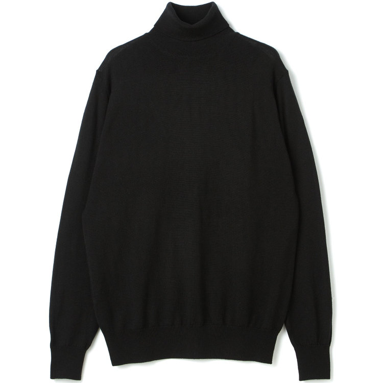 スーツセレクト 【RBC】【秋冬】ウールタートルネックニットセーター/ブラック/ZEGNA BARUFFA/マシンウォッシャブル 黒